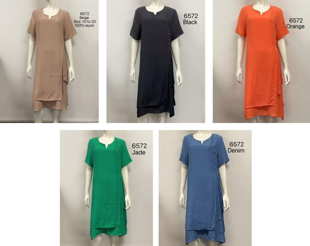 Short-Sleeve Layered Hem Dress