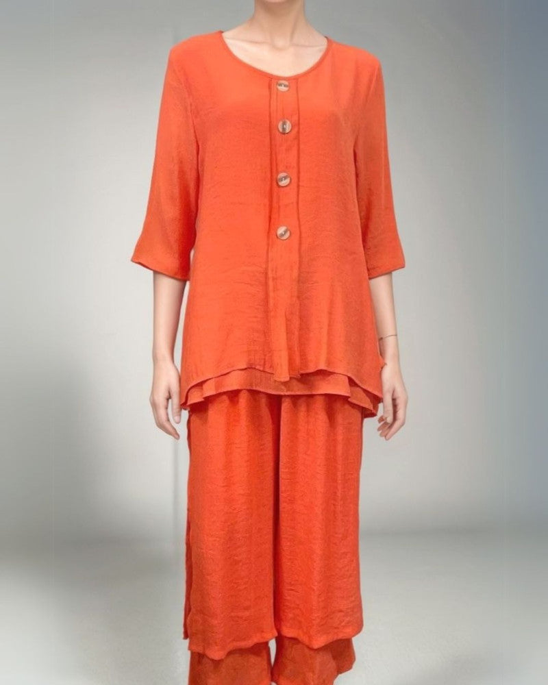Breeze Button Layered Hem Top