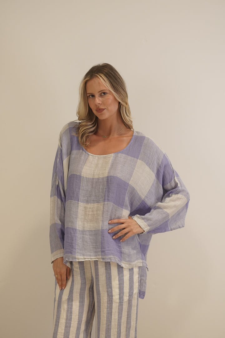 Valentina Top Heather Blue Check