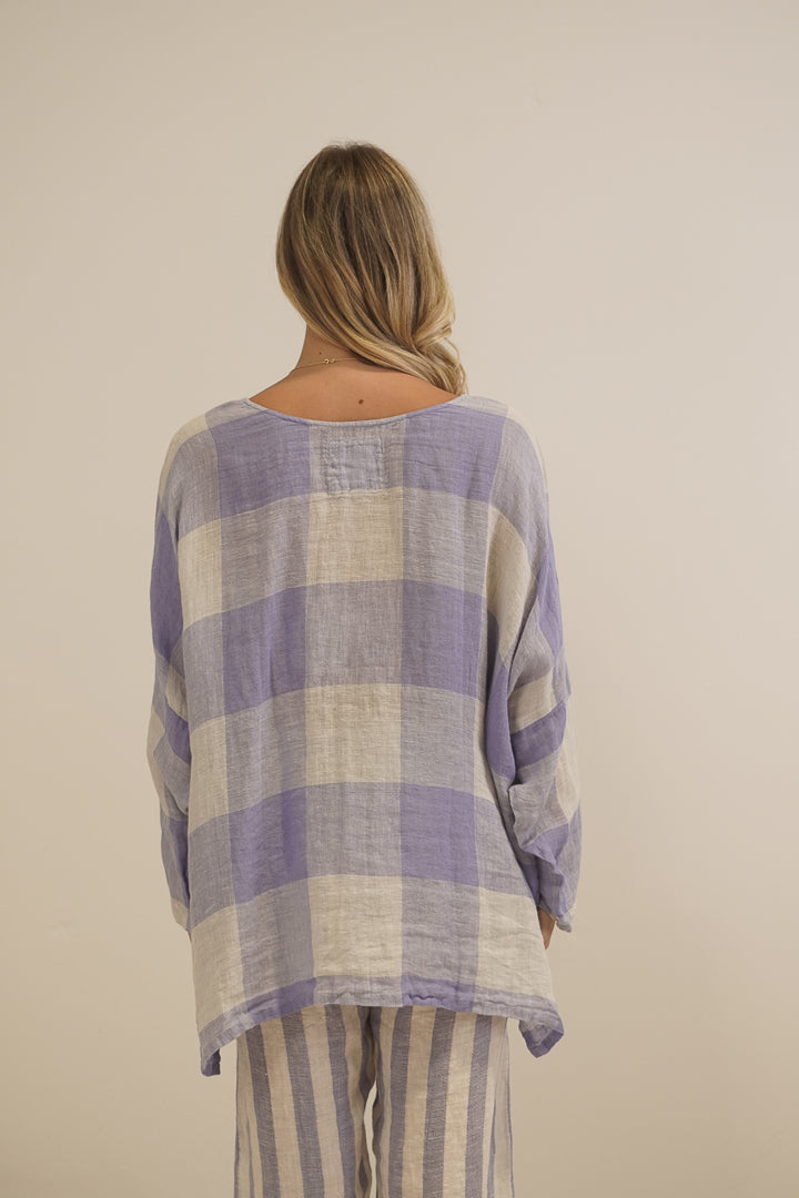 Valentina Top Heather Blue Check