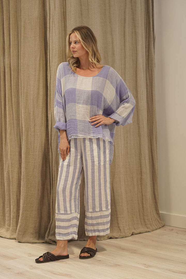 Valentina Top Heather Blue Check