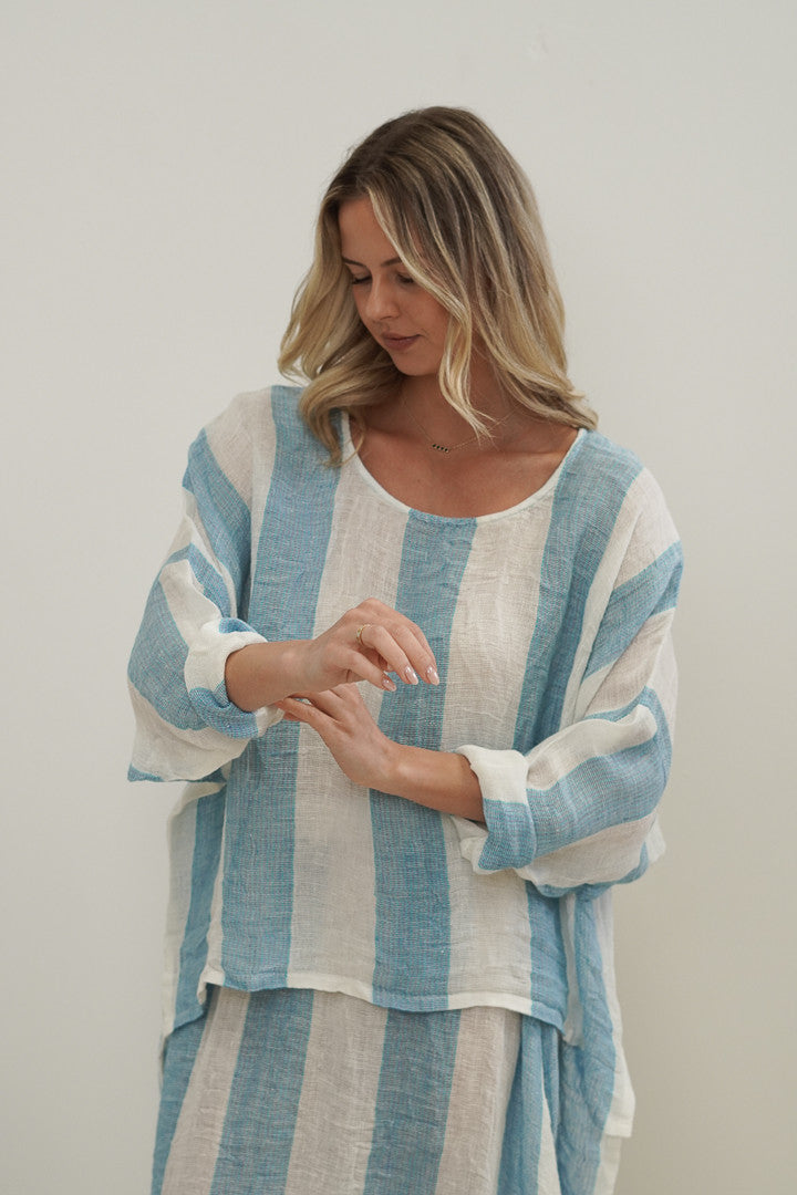 Valentina Top Top Coastal Sky Stripes