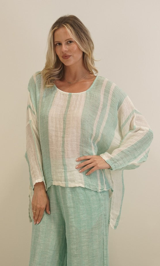 Valentina Top Top Cascade Green Stripey