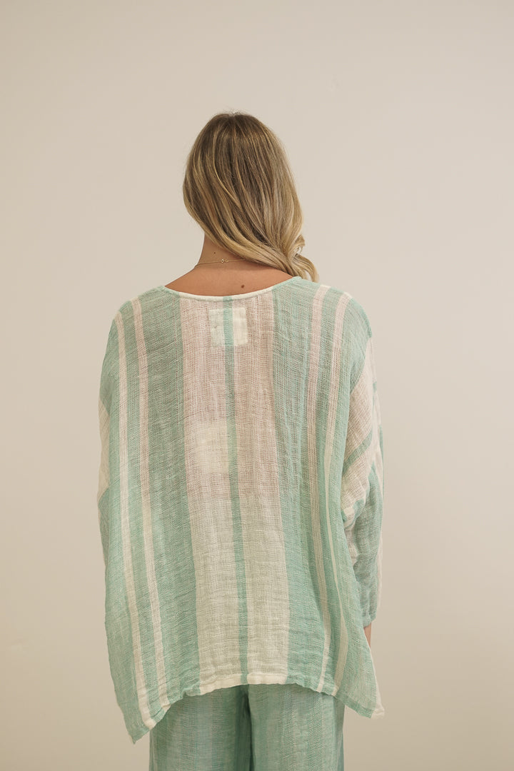 Valentina Top Top Cascade Green Stripey