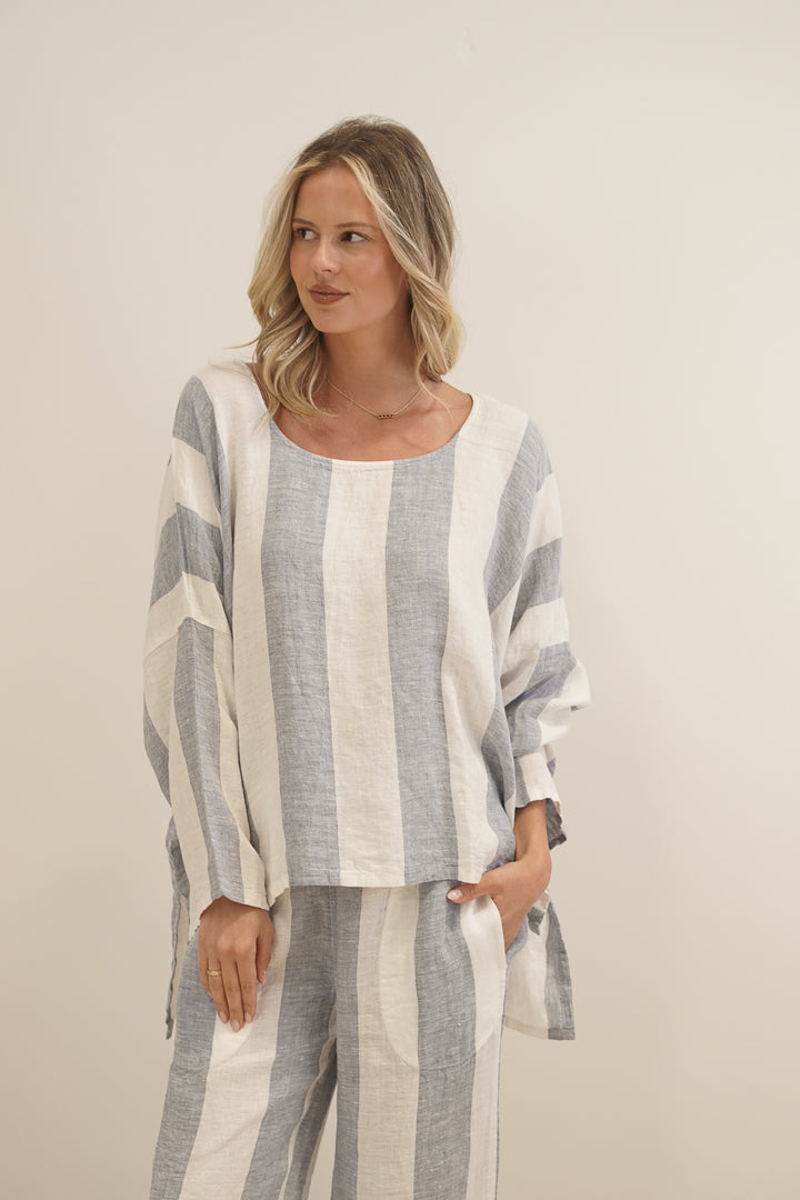 Valentina Top Corn Blue Stripes