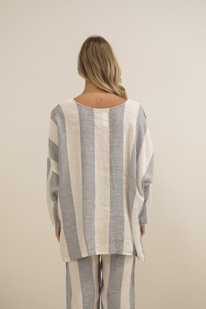 Valentina Top Corn Blue Stripes