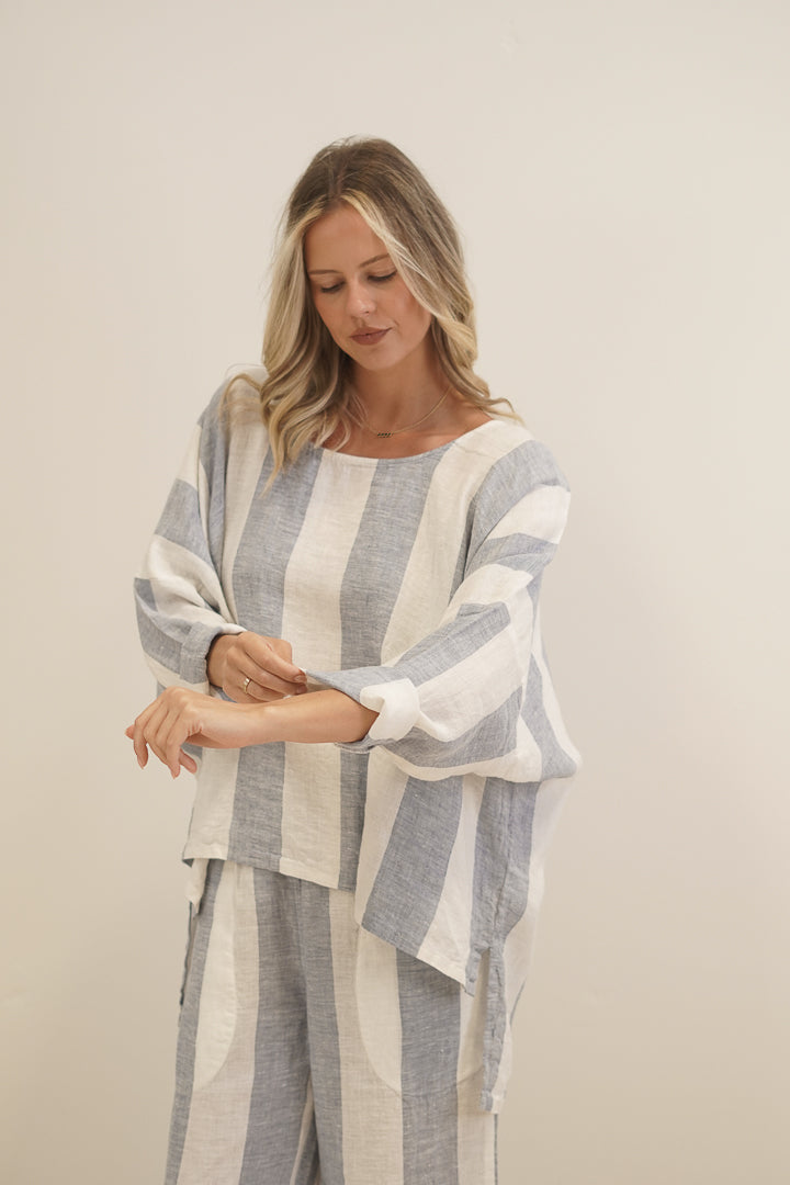 Valentina Top Corn Blue Stripes
