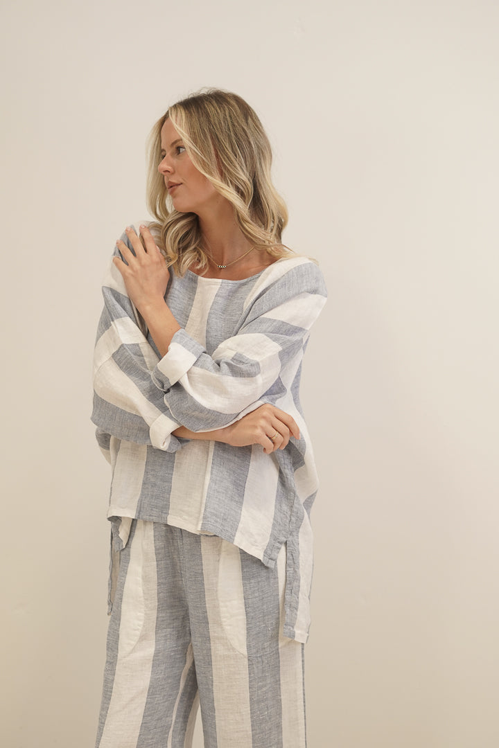 Valentina Top Corn Blue Stripes