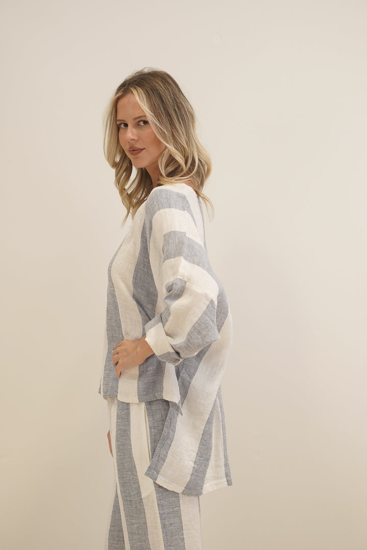 Valentina Top Corn Blue Stripes