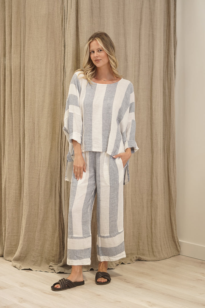 Valentina Top Corn Blue Stripes