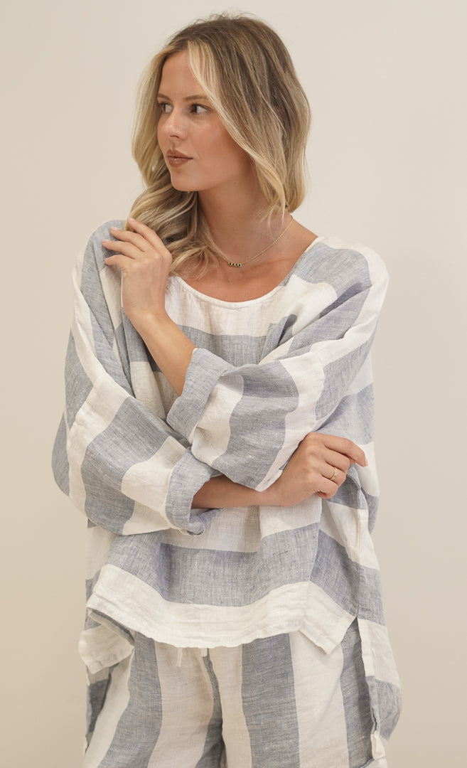 Valentina Top Corn Blue Stripes