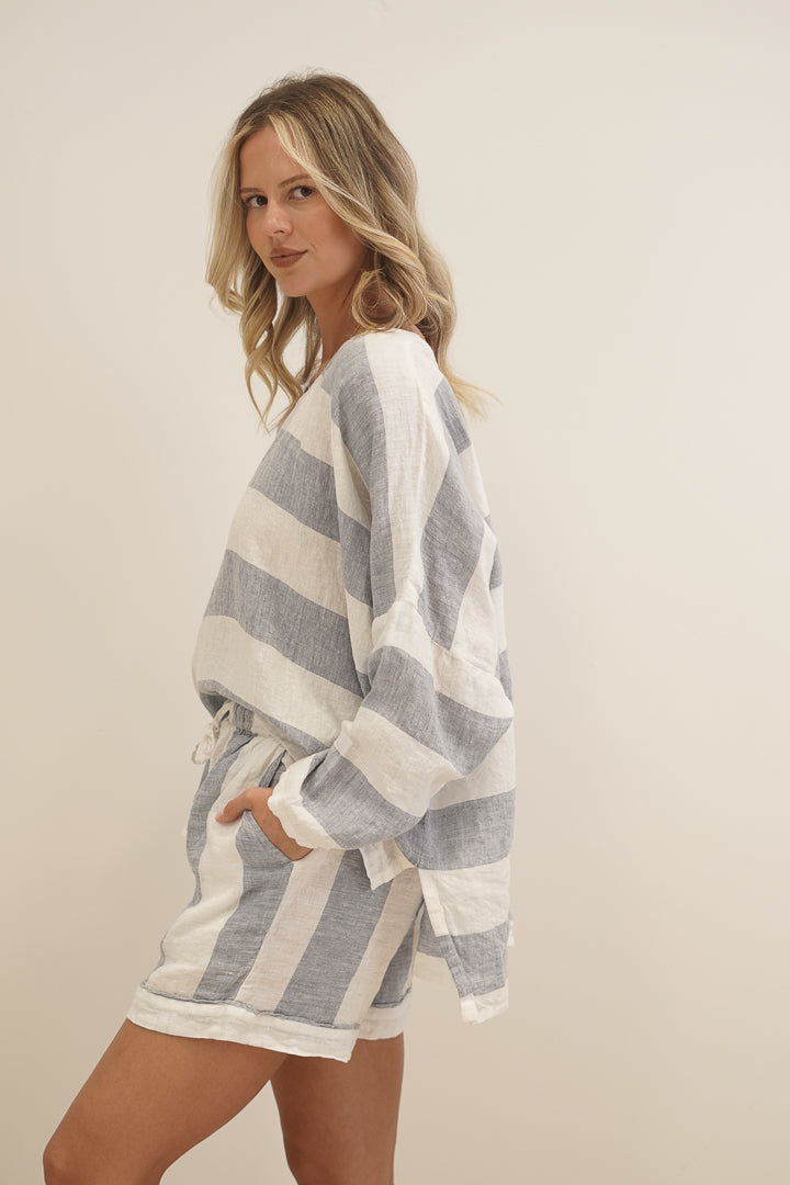 Valentina Top Corn Blue Stripes
