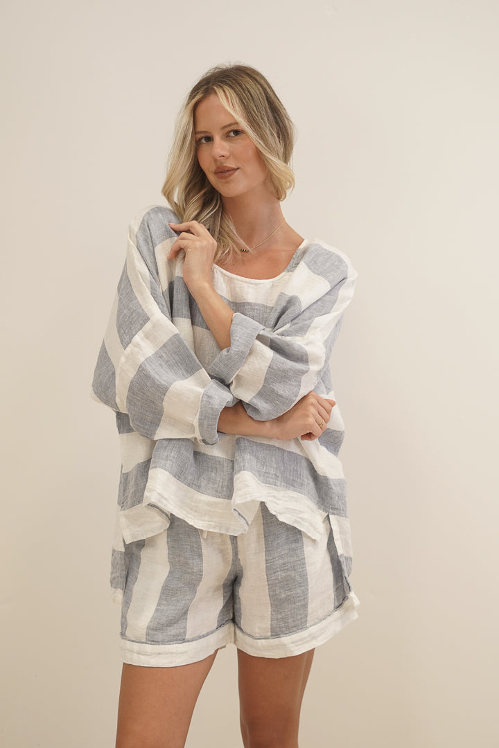 Valentina Top Corn Blue Stripes