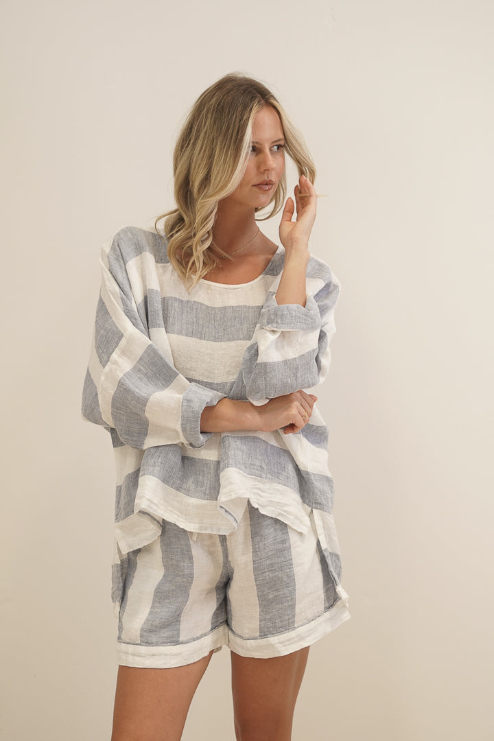 Valentina Top Corn Blue Stripes