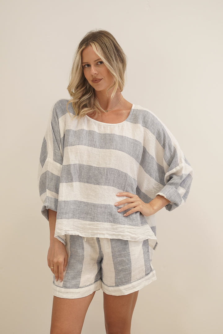 Valentina Top Corn Blue Stripes