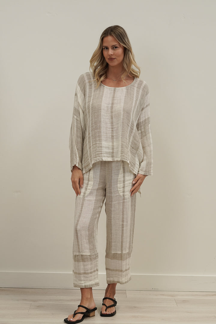 Valentina Top Natural Stripey