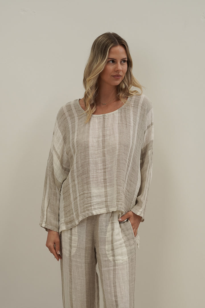 Valentina Top Natural Stripey