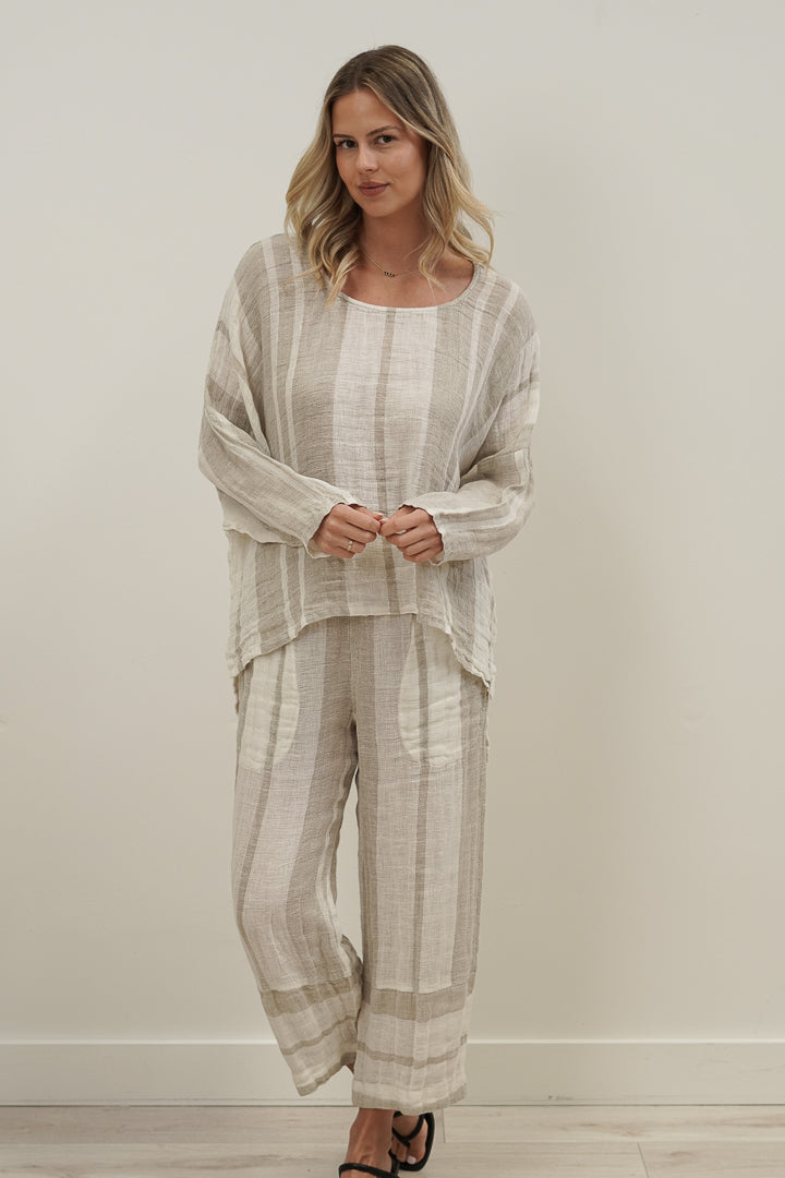 Valentina Top Natural Stripey