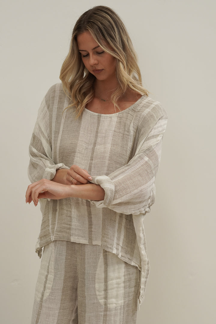 Valentina Top Natural Stripey