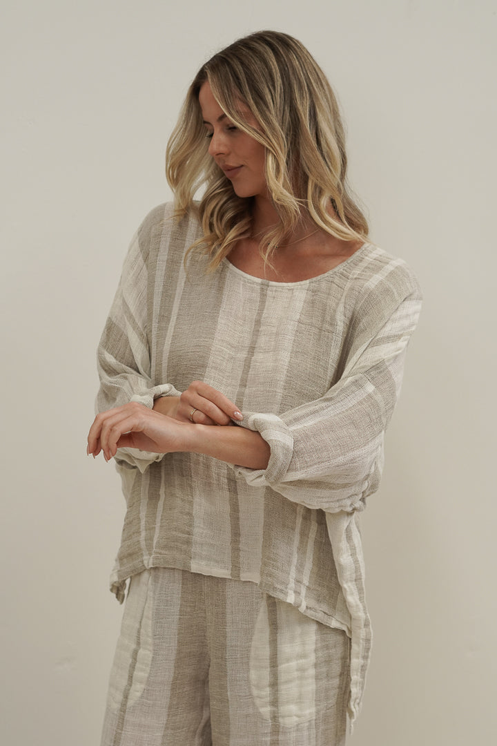 Valentina Top Natural Stripey
