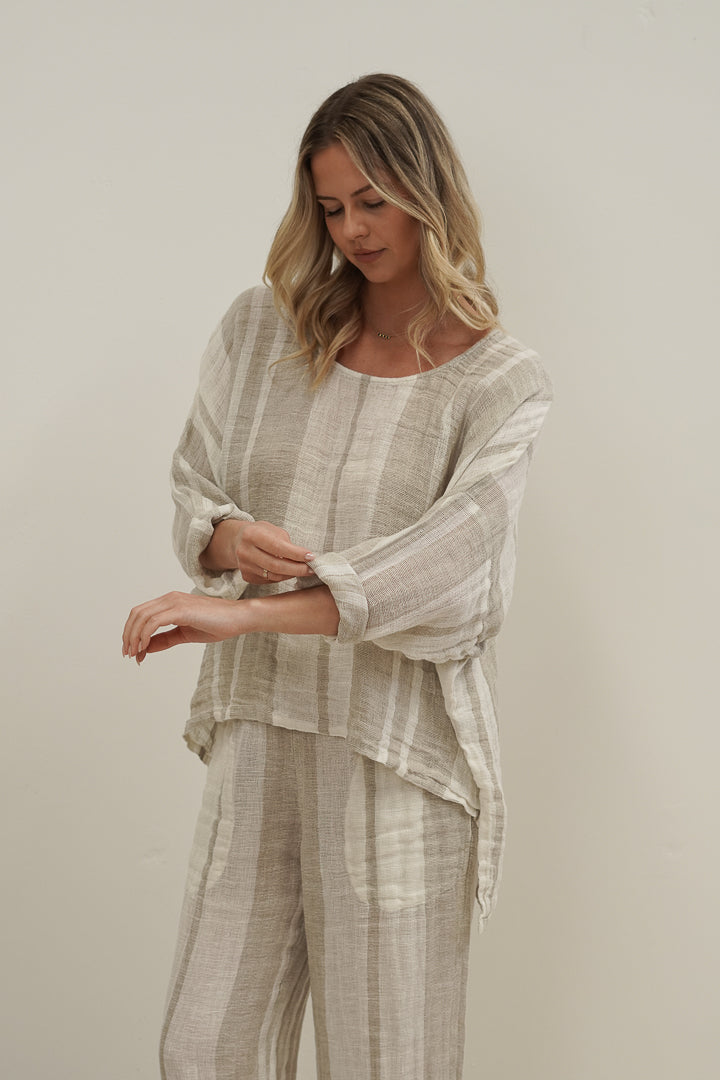 Valentina Top Natural Stripey
