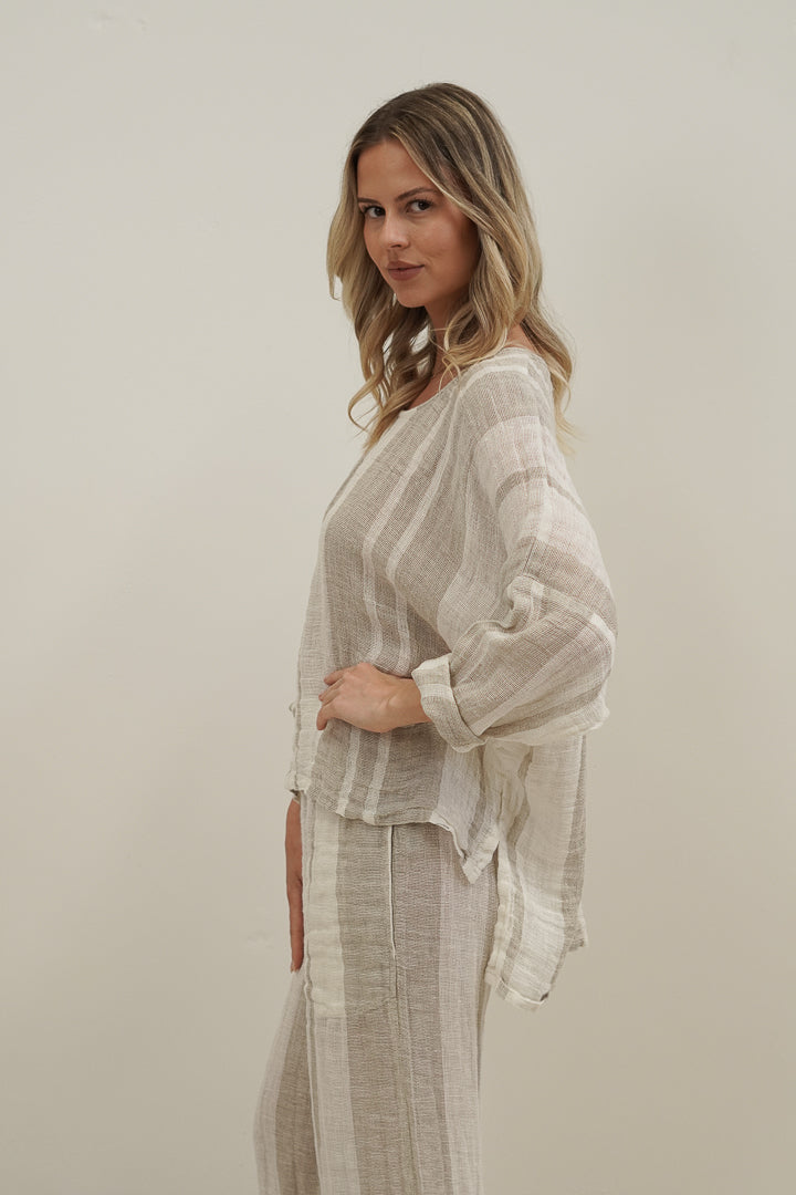 Valentina Top Natural Stripey