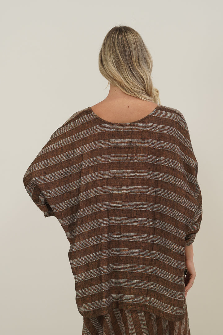 Valentina Top Rust & White Stripes
