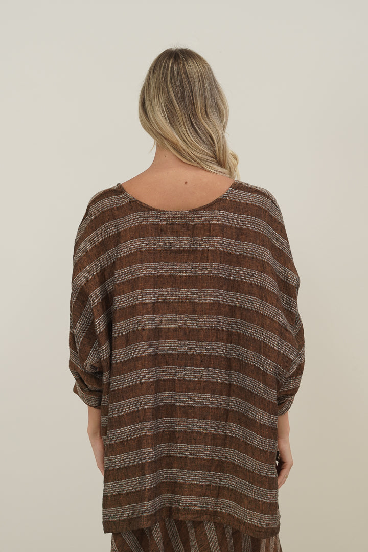 Valentina Top Rust & White Stripes