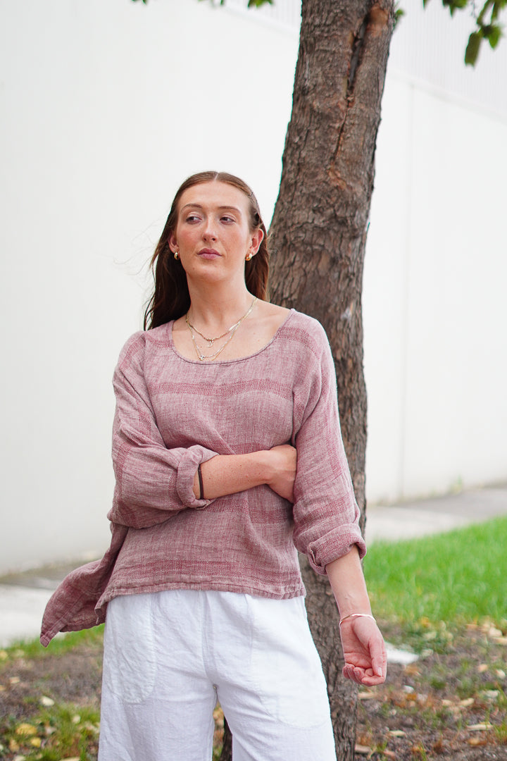 Valentina Top Mahogany & Natural Stripes