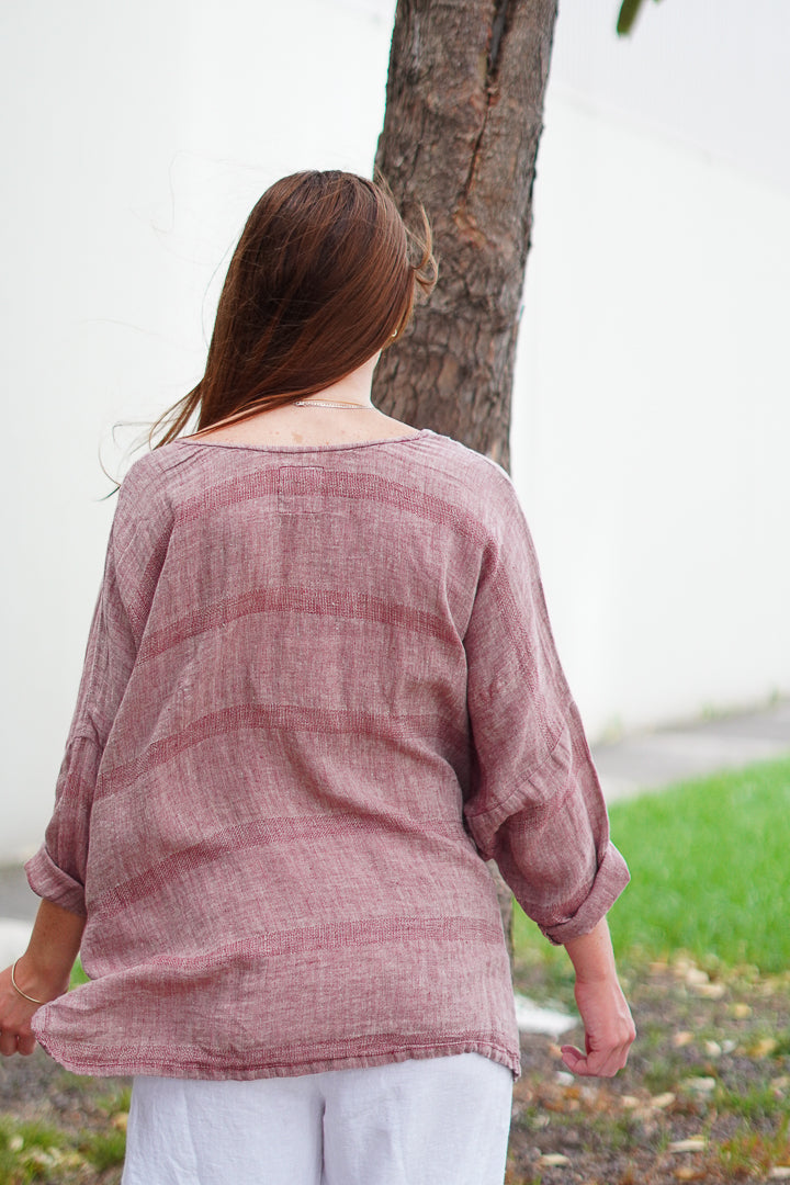 Valentina Top Mahogany & Natural Stripes