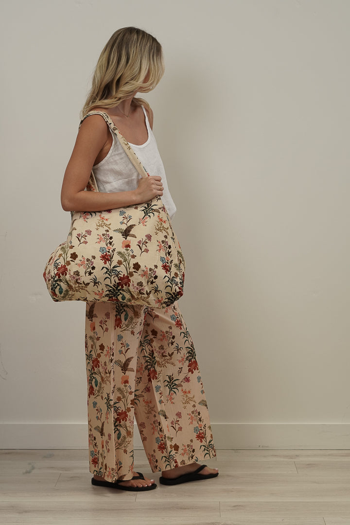 Wildflower Field Beige Velvet Bag