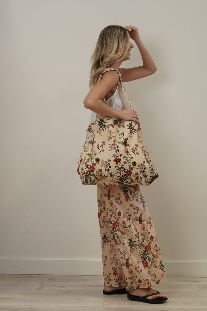 Wildflower Field Beige Velvet Bag
