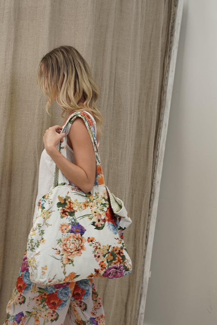 Camilla Bouquet White Velvet Bag
