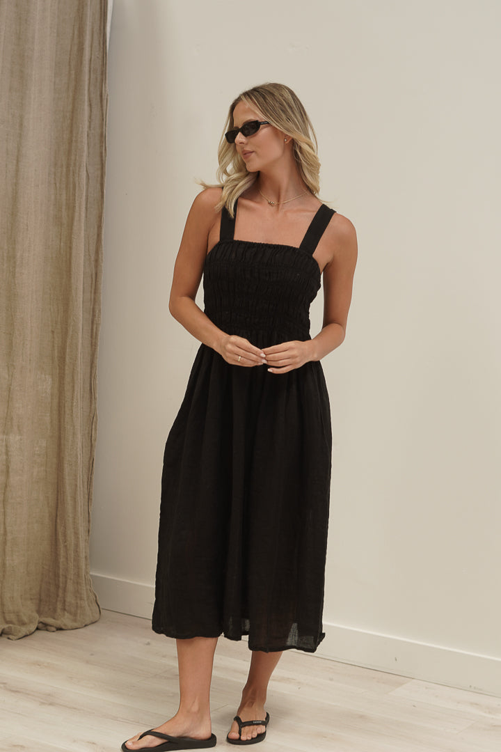 Vestito Shirred Dress Black Combo