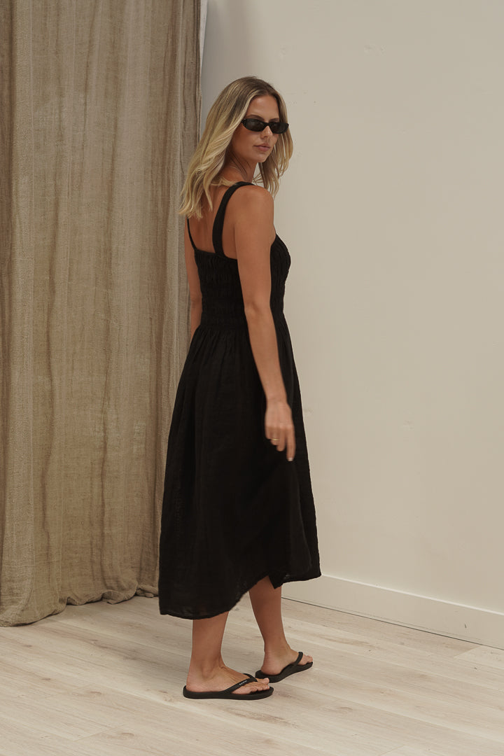 Vestito Shirred Dress Black Combo