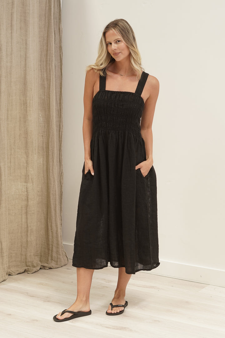Vestito Shirred Dress Black Combo