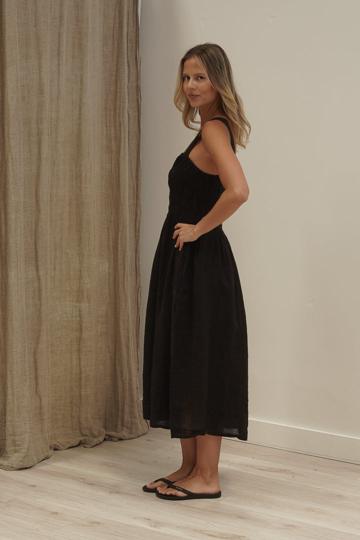 Vestito Shirred Dress Black Combo