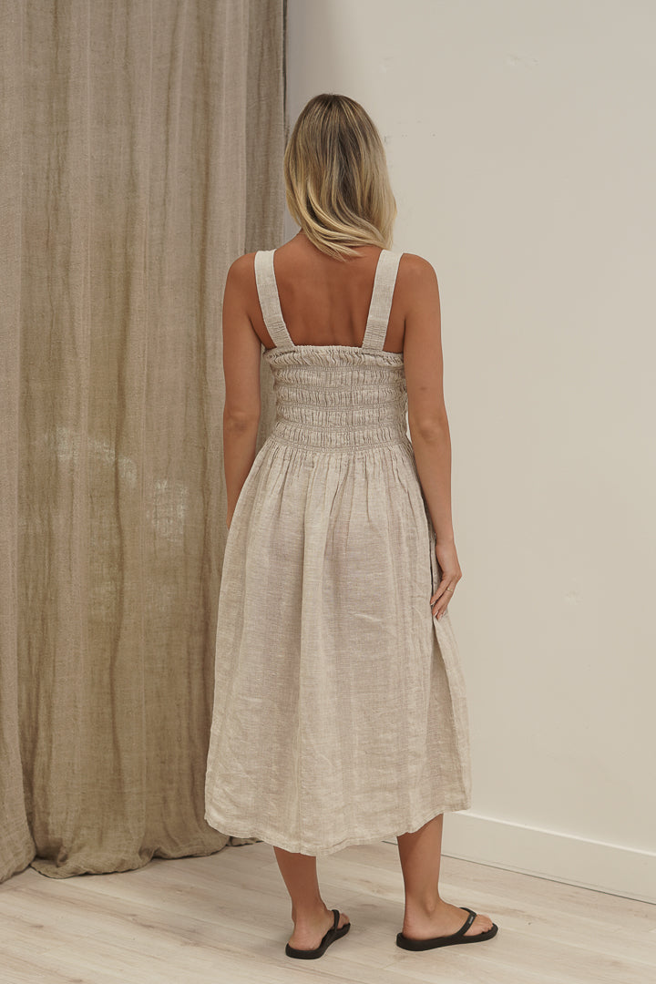 Vestito Shirred Dress Oat Combo