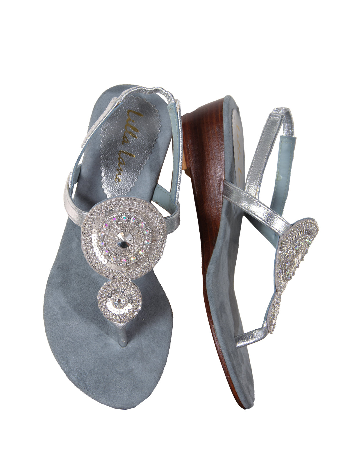 Victoria Double Medallion Mini Wedge - Suede