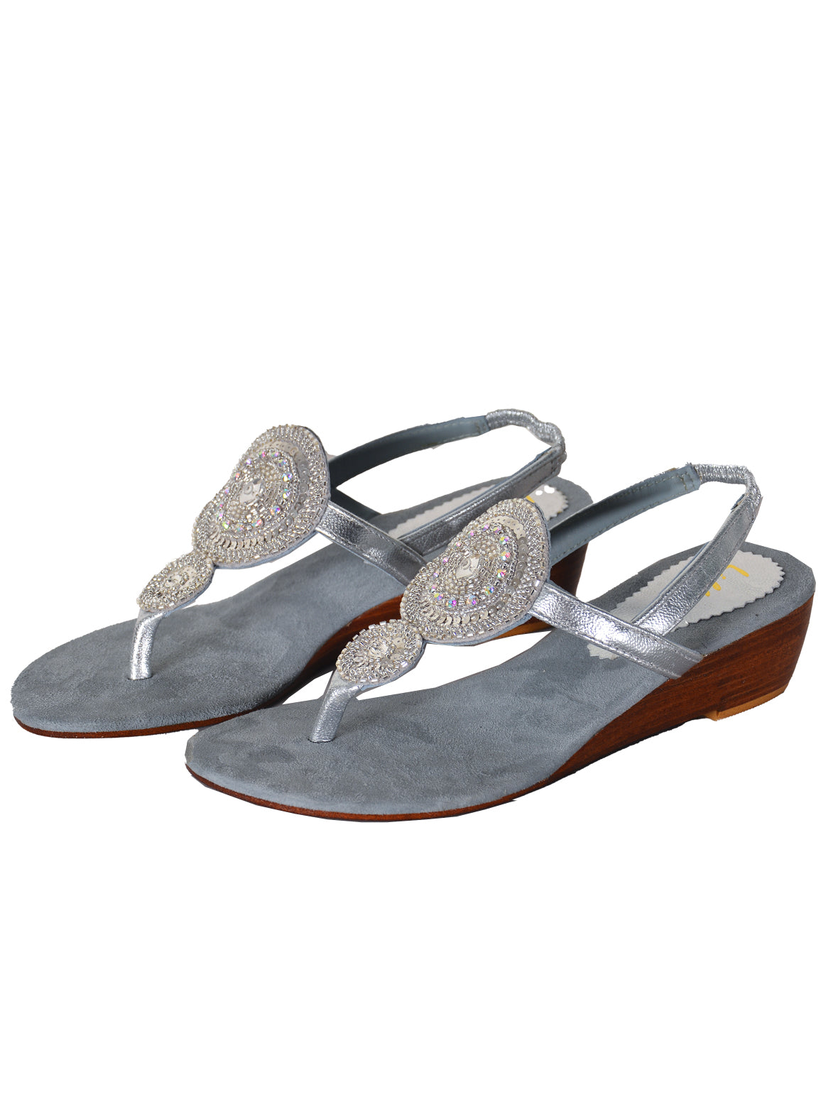 Victoria Double Medallion Mini Wedge - Suede