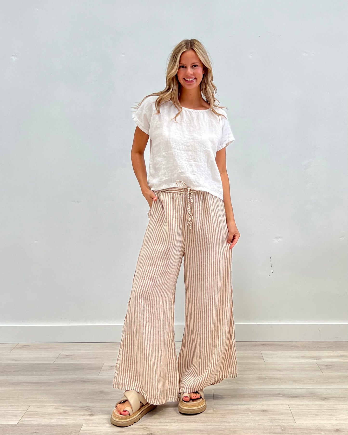Noemi Wide Legged Pants Rust Stripes