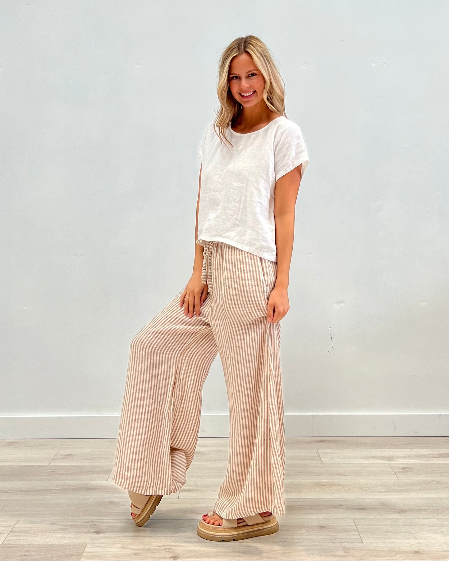 Noemi Wide Legged Pants Rust Stripes