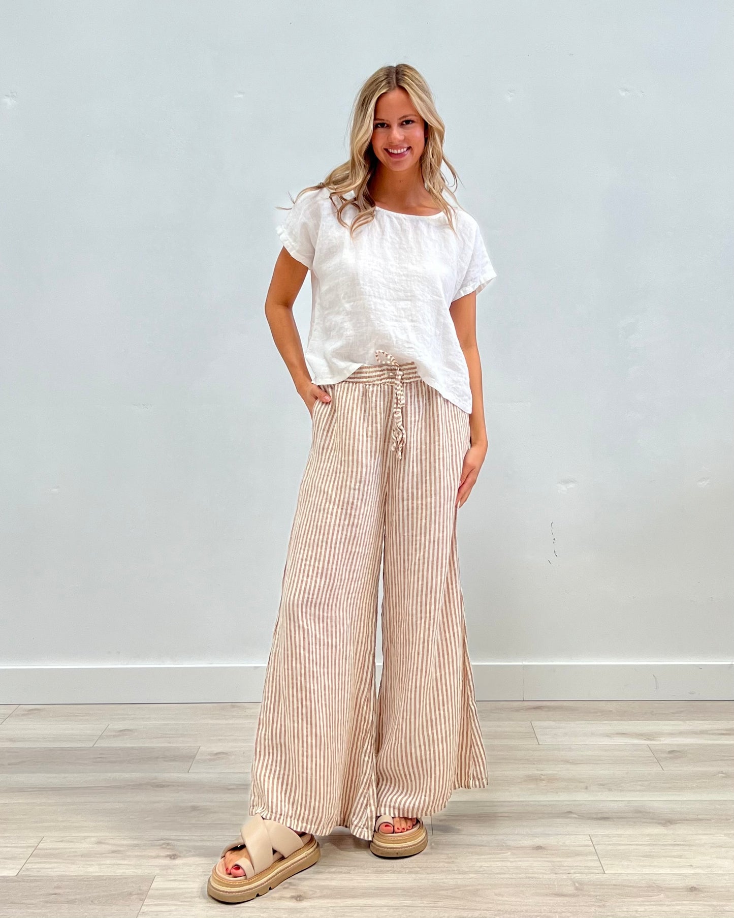 Noemi Wide Legged Pants Rust Stripes