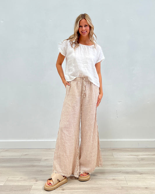 Noemi Wide Legged Pants Rust Stripes