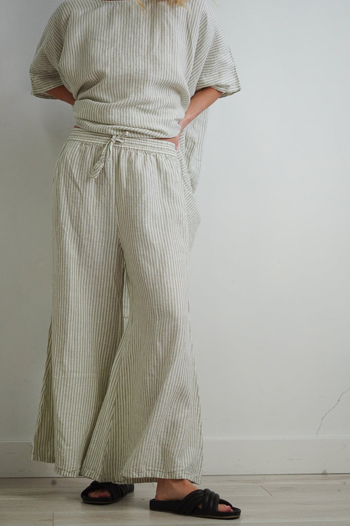 Alessa Wide Leg Pants Desert Sage Stripe