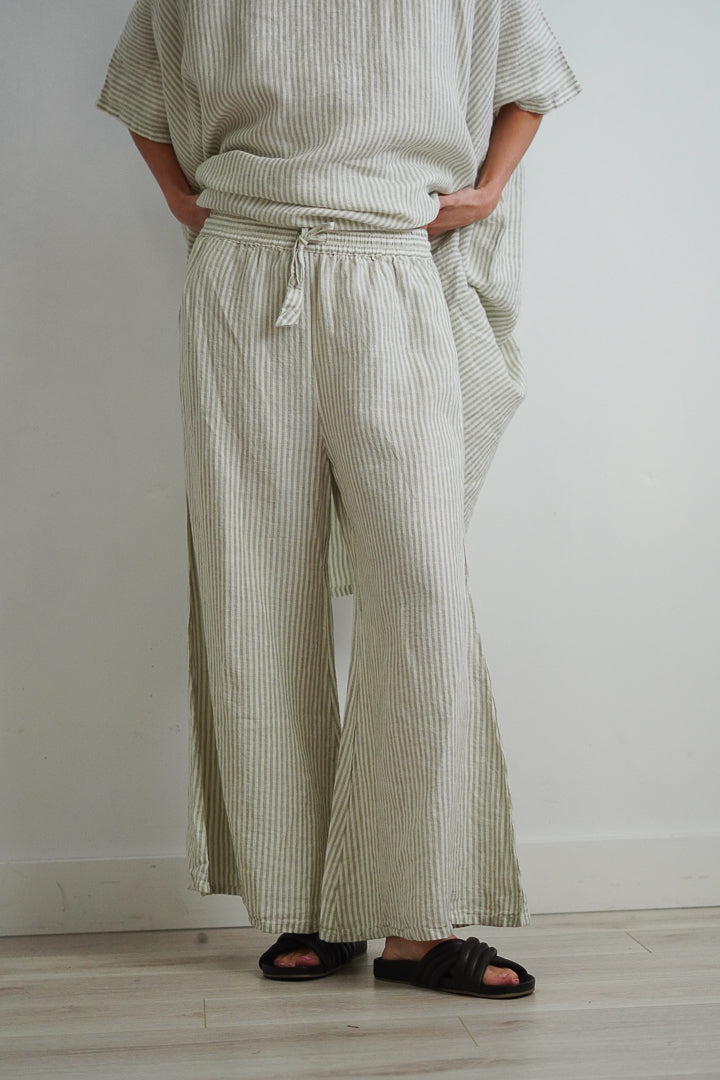 Alessa Wide Leg Pants Desert Sage Stripe