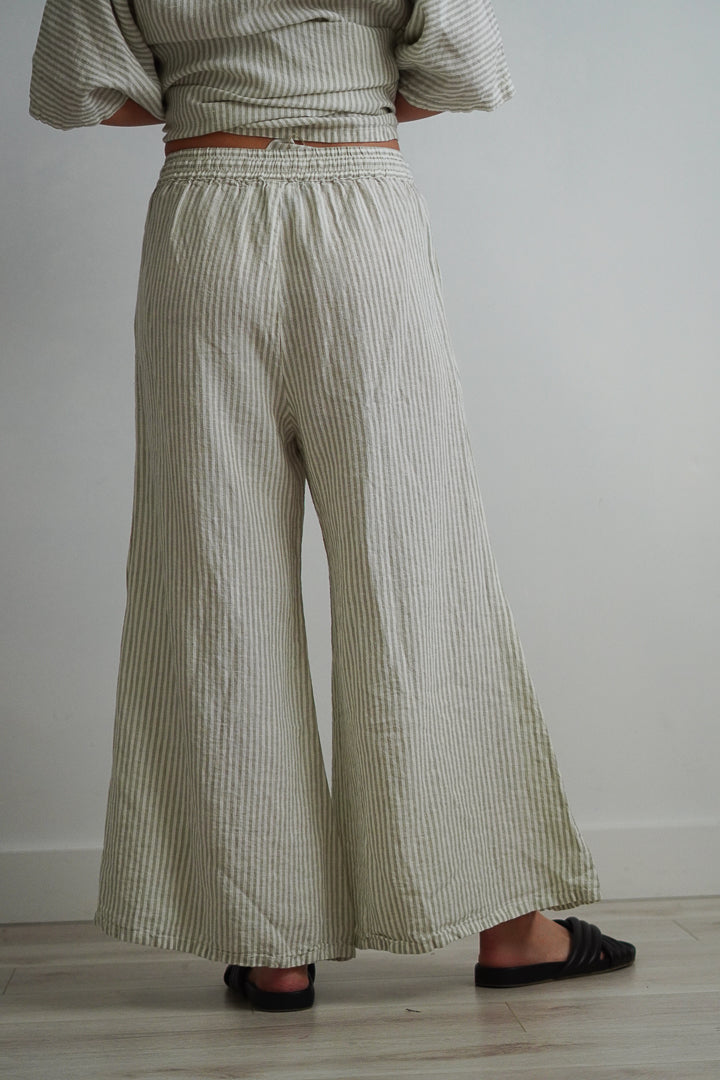 Alessa Wide Leg Pants Desert Sage Stripe