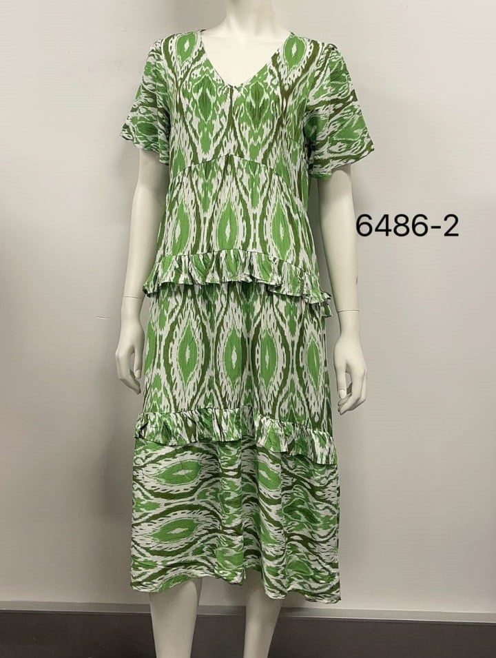 V- Neck Abstract Printed Drees