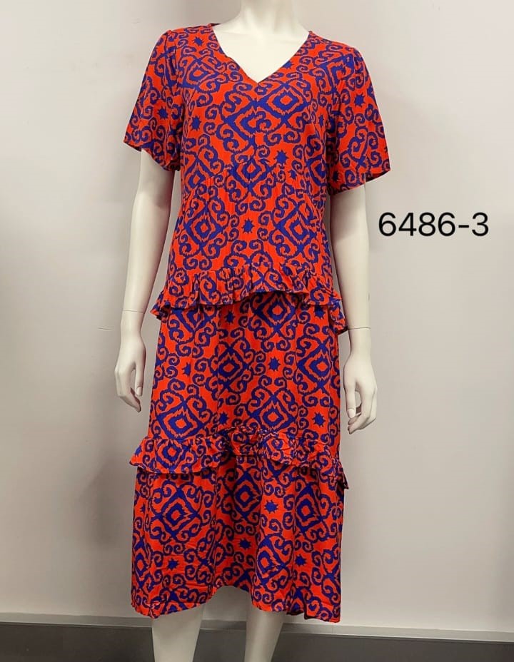 V- Neck Abstract Printed Drees