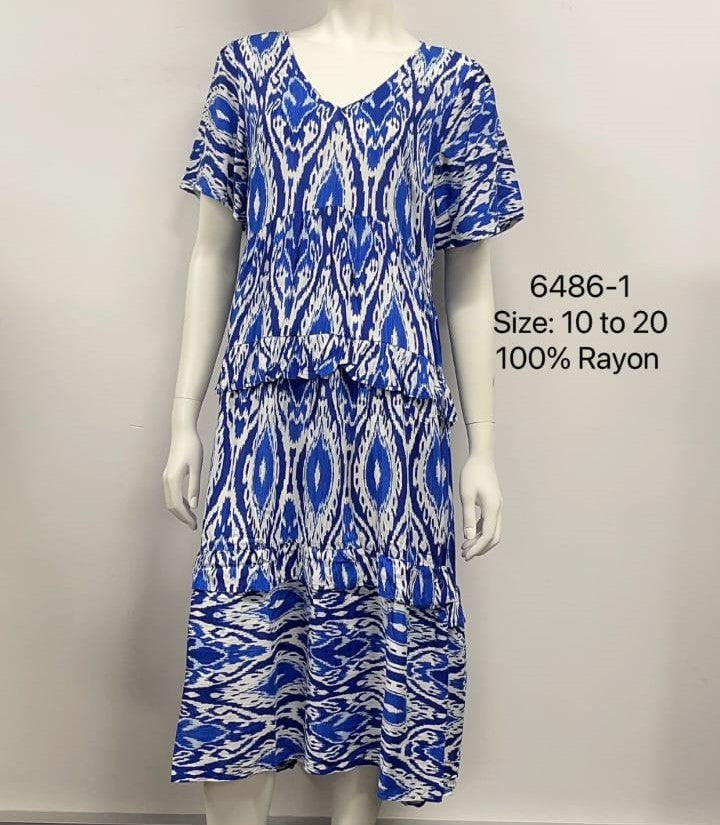 V- Neck Abstract Printed Drees